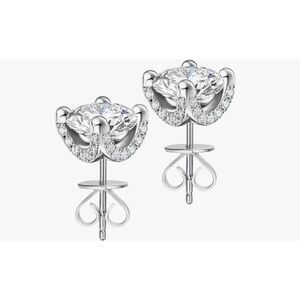 New~Genuine Moissanite Diamond 2Ct. Rose Cut Halo Design Stud Earrings~925SS